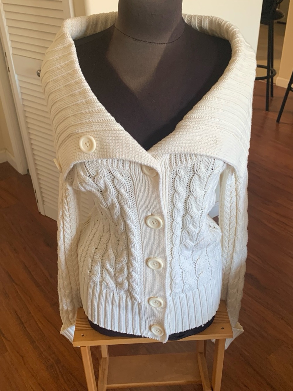 Caslon Cream Cable Knit Button-Up Cardigan